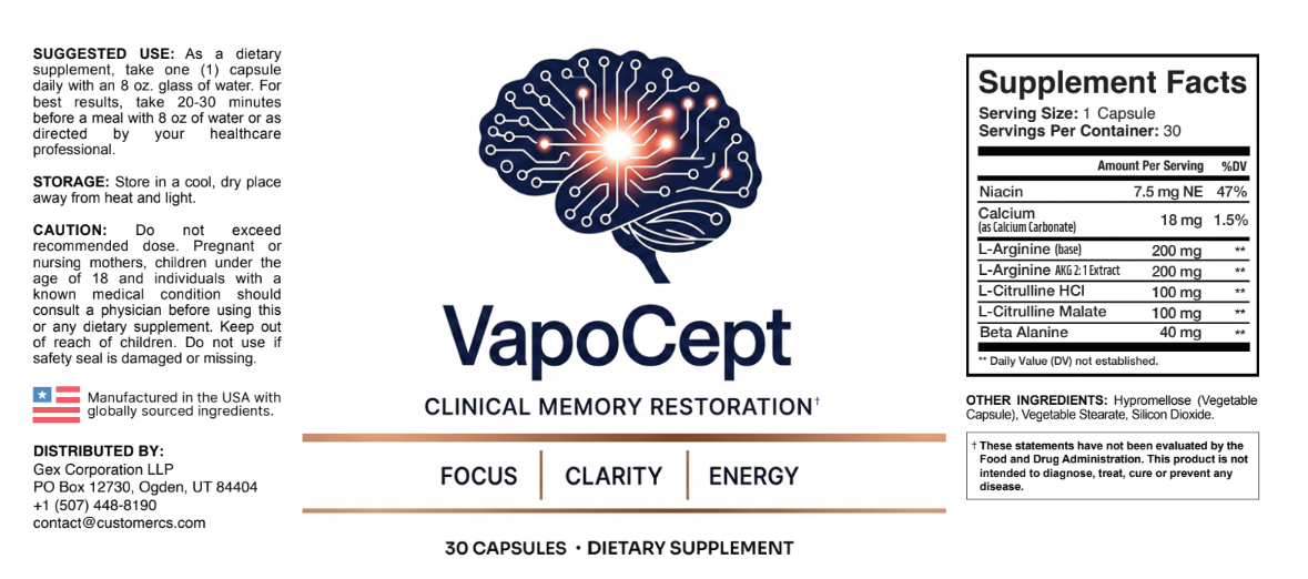 VapoCept supplement facts label